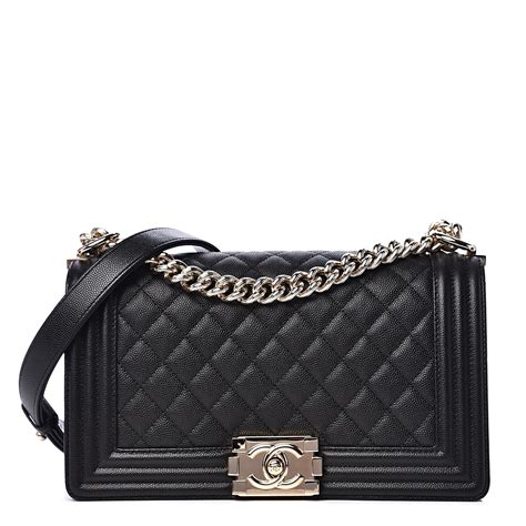 ขาย chanel boy 8 caviar|Chanel Black Quilted Caviar Medium Boy Bag Aged .